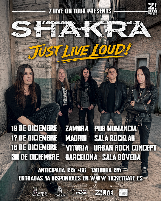 SHAKRA PRESENTARÁ JUST LIVE LOUD EN CUATRO CONCIERTOS EN ESPAÑA EN DICIEMBRE DE 2026